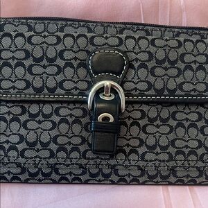 Coach Monogram Black and Cream Clutch